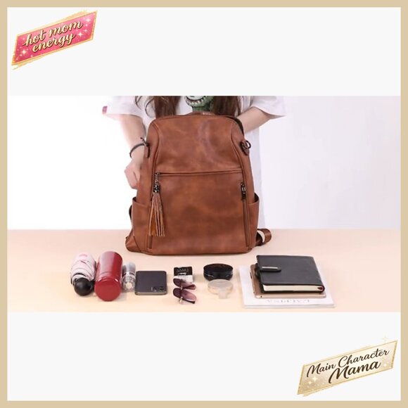 Faux Leather Backpack Purse Convertible Shoulder Bag Retro Chic Travel Daypack
